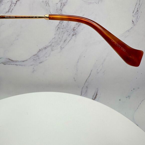 New MIU MIU Sunglasses Gold Oval Skinny Metal Frame Italy 100% Authentic main image 9